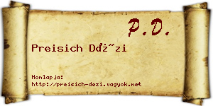 Preisich Dézi névjegykártya